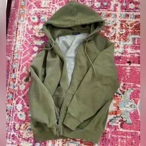 brandy oversized green zip up
